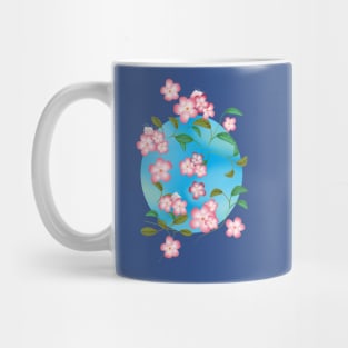 Cherry Blossoms on Blue Mug